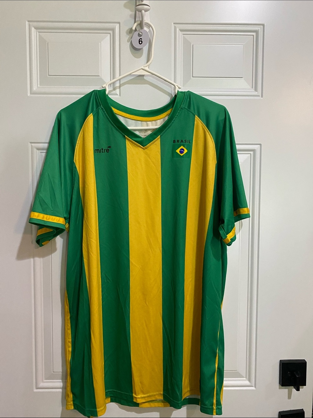 Mitre Brasil Green & Yellow Striped Men’s Soccer Jersey